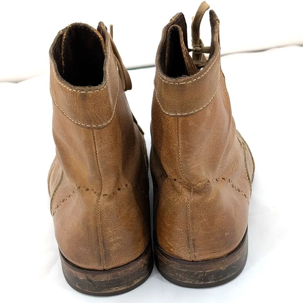 Aldo Leather Wingtip Boots‎ Brown Lace Up Distressed Size 43